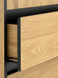 ODENSEArmoire ODENSE 120x210 3 portes 3 tiroirs coloris chêne