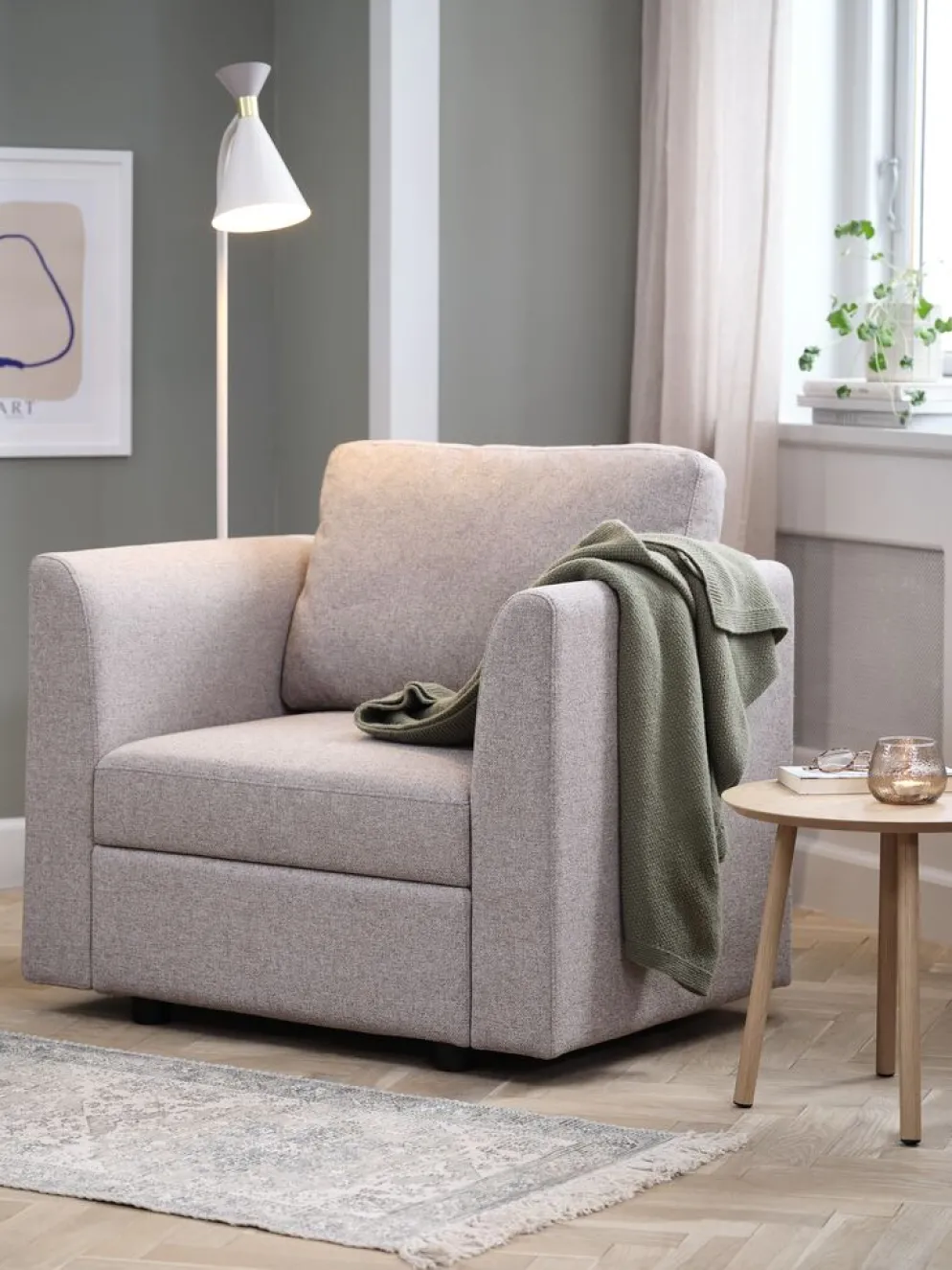 OKSBYCanapé modulable OKSBY 1pers. a/rangement tissu sable