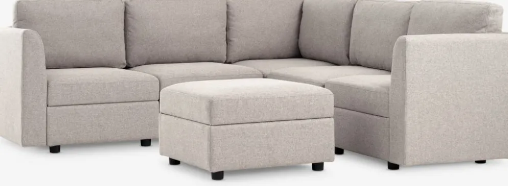 OKSBYCanapé modulable OKSBY 5pers. angle a/rangement tissu sable