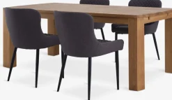 OLDE + PEBRINGEOLDE L200 table coloris chêne + 4 PEBRINGE chaises gris/noir
