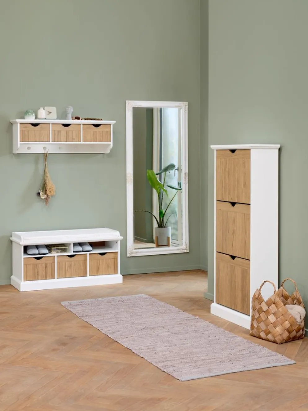 OLDEKROGBanc OLDEKROG 3 tiroirs blanc/coloris chêne naturel
