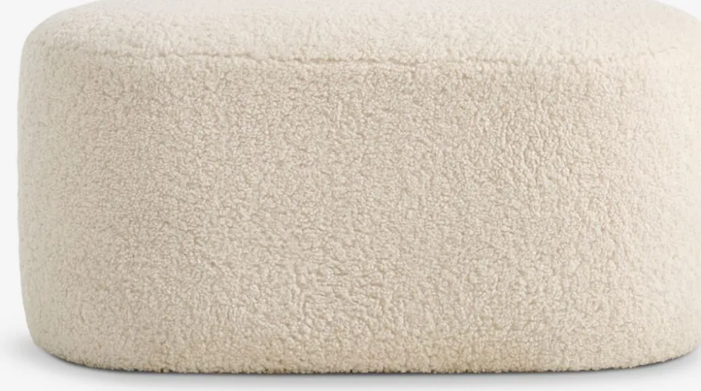 OREBOPouf OREBO 84x45 tissu teddy blanc cassé