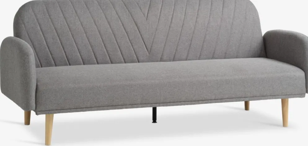 PARADISCanapé convertible PARADIS tissu gris clair/coloris chêne