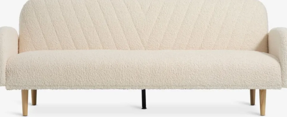 PARADISCanapé convertible PARADIS tissu teddy blanc cassé/colo. ch.