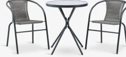 RADSTRUP + GRENAARADSTRUP Ø60 table noir + 2 GRENAA chaises gris