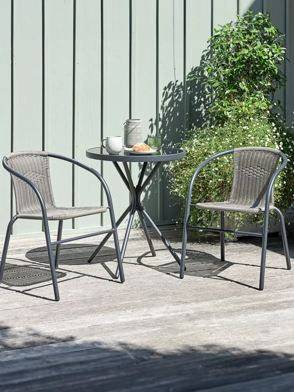 RADSTRUP + GRENAARADSTRUP Ø60 table noir + 2 GRENAA chaises gris