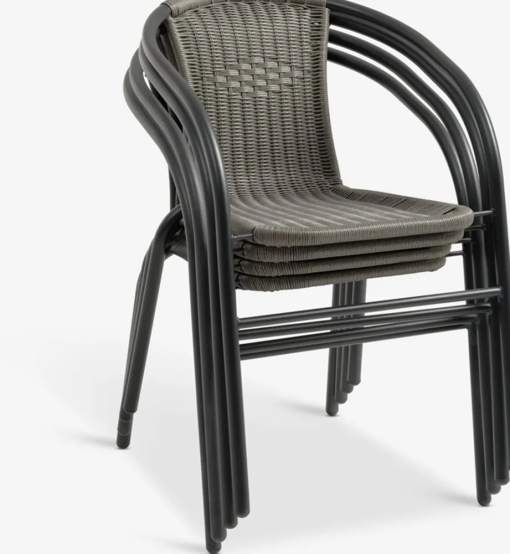 RADSTRUP + GRENAARADSTRUP Ø60 table noir + 2 GRENAA chaises gris