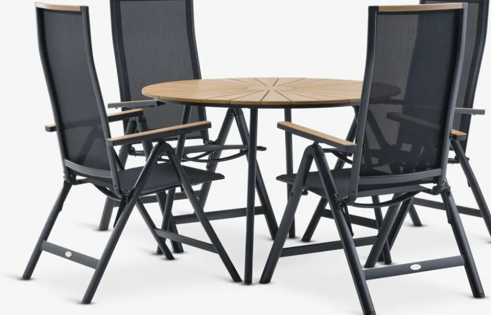 RANGSTRUP + BREDSTENRANGSTRUP Ø110 table naturel/noir + 4 BREDSTEN chaises noir