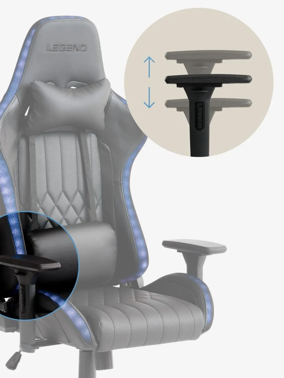RANUMChaise gaming RANUM a/LED noir/noir