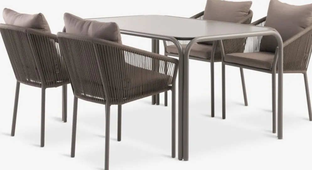 RAUMA + GILJARAUMA L140 table + 4 GILJA chaises sable foncé