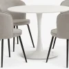 RINGSTED + RISSKOVRINGSTED Ø100 table blanc + 4 RISSKOV chaise gris clair