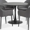 RINGSTED + SABRORINGSTED Ø100 table noir + 4 SABRO chaises gris/noir