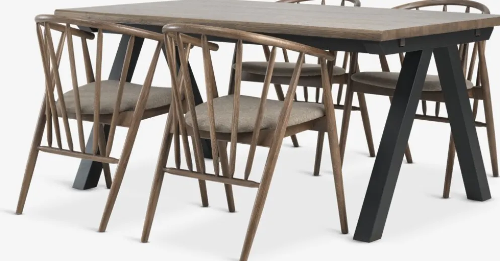 SANDBY + LYKSBORGSANDBY L160 table chêne foncé + 4 LYKSBORG chaises ch. f.