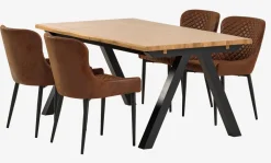 SANDBY + PEBRINGESANDBY L160 table ch. naturel + 4 PEBRINGE chaises brun/noir