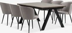 SANDBY + RISSKOVSANDBY L160 table chêne foncé + 4 RISSKOV chaises gris clair
