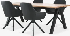SANDBY + ROSTRUPSANDBY L210 table chêne naturel + 4 ROSTRUP chaises noir