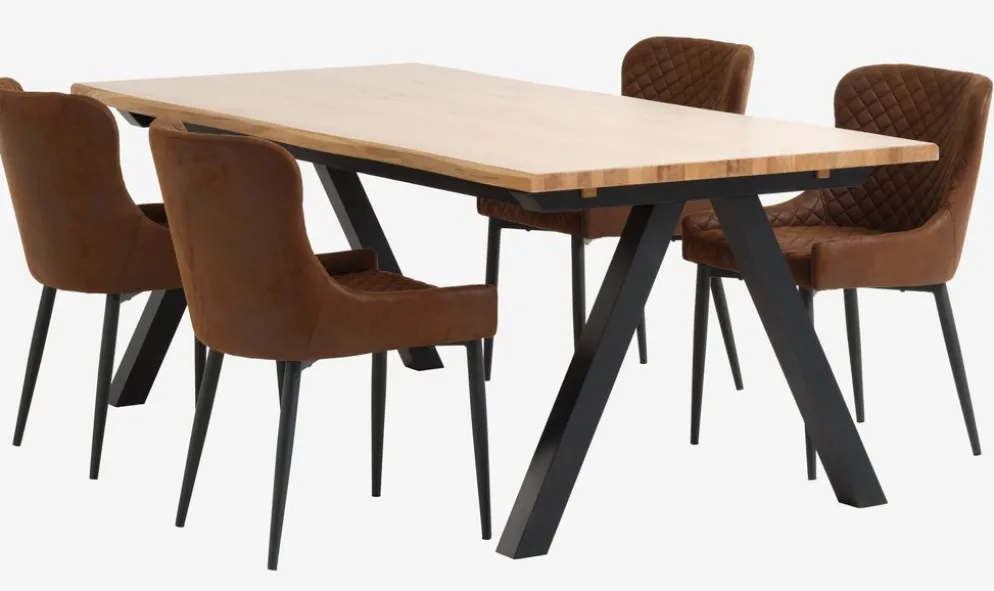 SANDBYSANDBY L210 table chêne naturel + 4 PEBRINGE chaises brun/n.