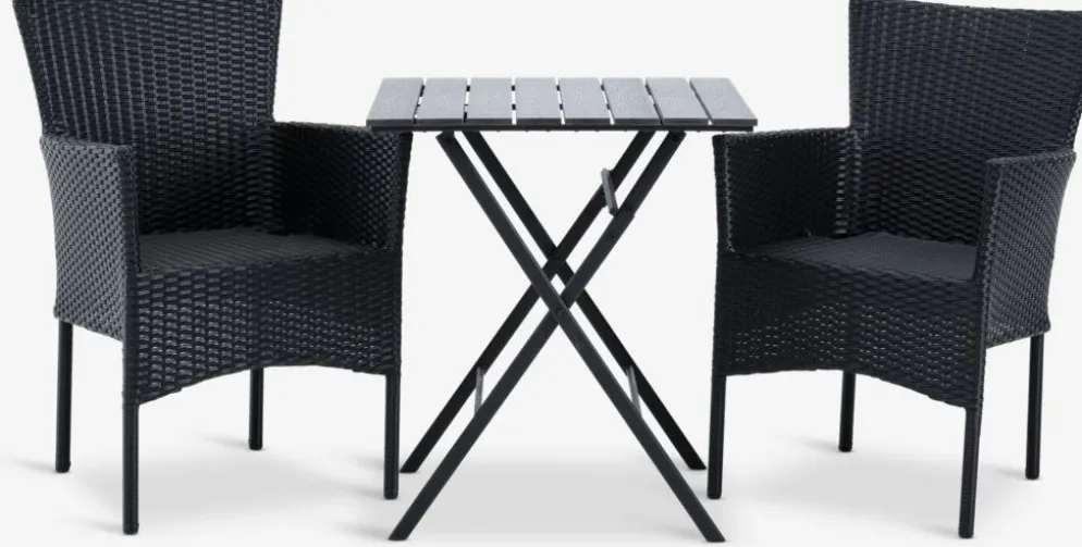 SANDVIKA + AIDTSANDVIKA L65 table + 2 AIDT chaises noir