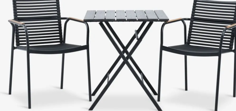 SANDVIKA + NABESANDVIKA L65 table + 2 NABE chaises noir