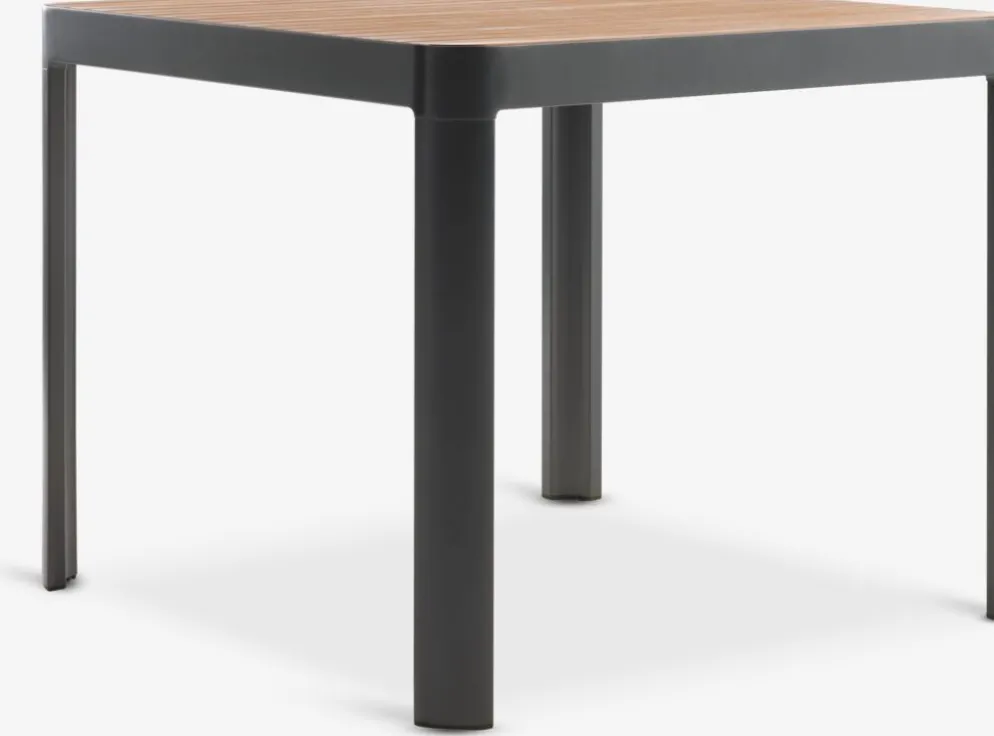 SIRDAL + NANNESTADSIRDAL L91 table eucalyptus + 4 NANNESTAD chaises gris foncé