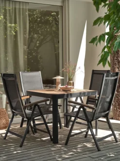 SIRDAL + SIRDALSIRDAL L91 table eucalyptus + 4 SIRDAL chaises gris