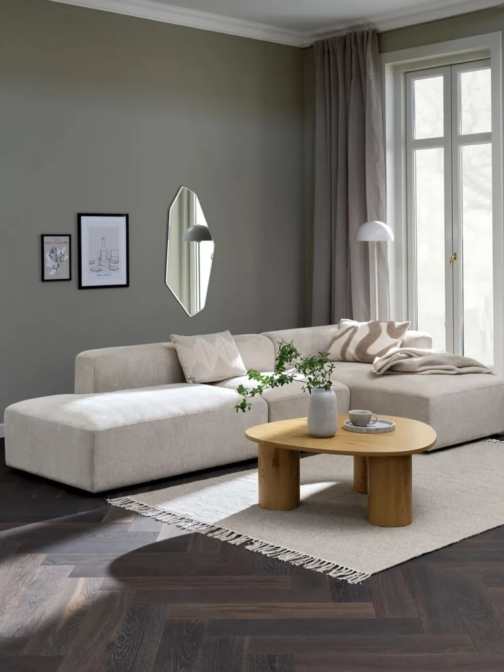 SKEJBYCanapé modulable SKEJBY 3pers. méridienne/extrémité beige