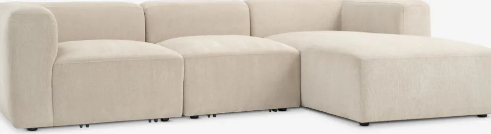 SKEJBYCanapé modulable SKEJBY 3personnes méridienne tissu beige