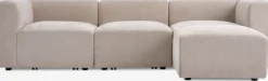 SKEJBYCanapé modulable SKEJBY 3 personnes a/pouf tissu beige