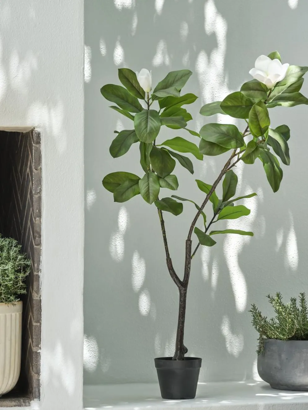 SPINDELPlante artificielle SPINDEL H120cm magnolia vert/blanc
