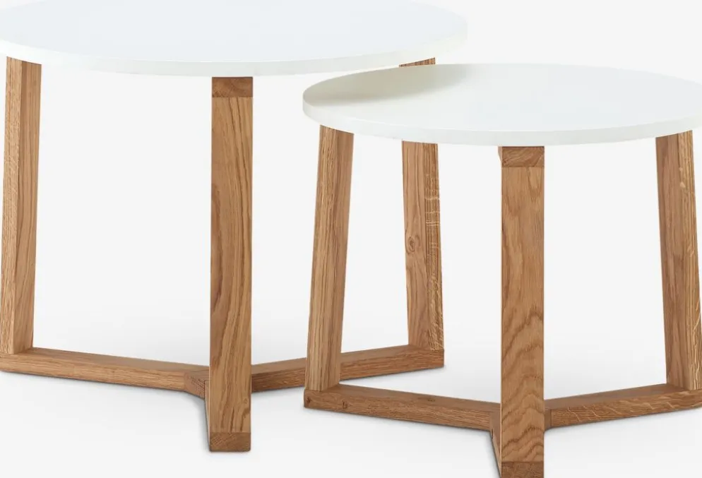 SVENSTRUPTables gigognes SVENSTRUP Ø60/50 blanc/chêne naturel 2 pcs