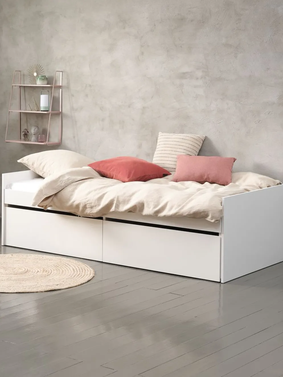 TANGBJERGLit a/rangement TANGBJERG 90/180x200 blanc