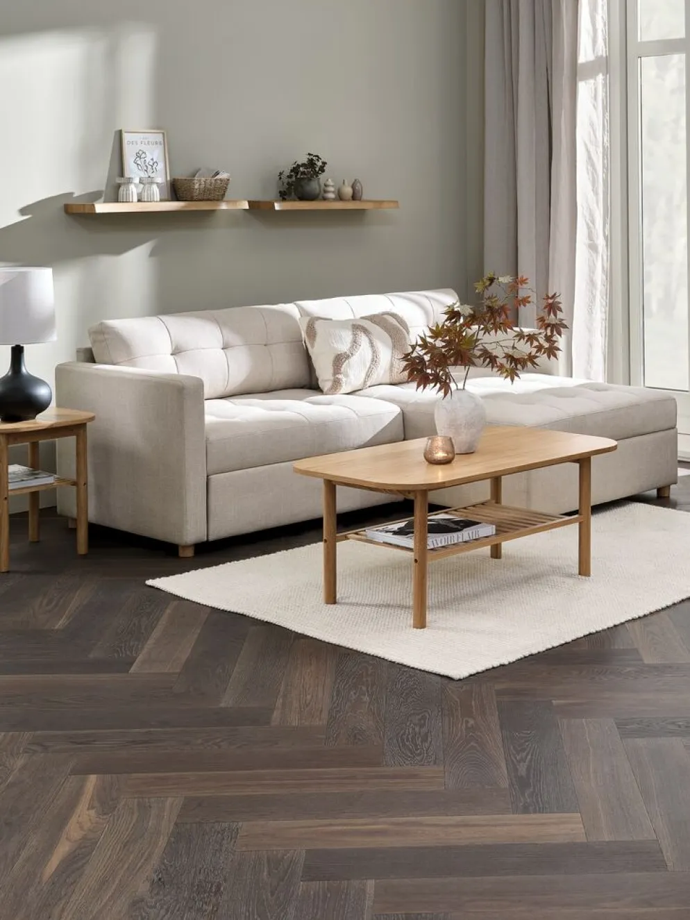 TEGLHUSECanapé convertible méridienne TEGLHUSE tissu beige