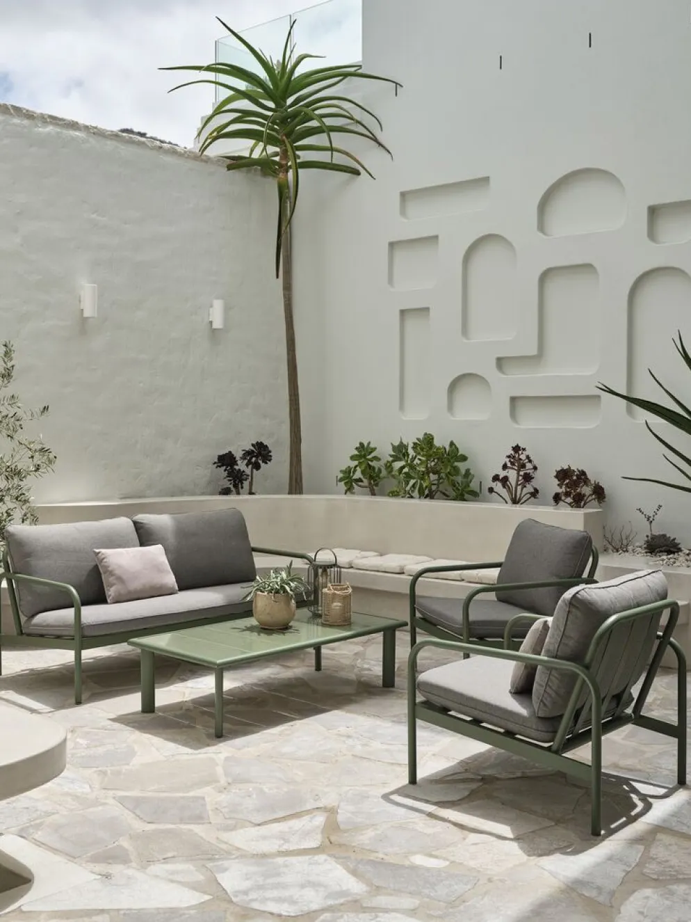 TEGLUMEnsemble lounge TEGLUM 4,5 personnes vert olive