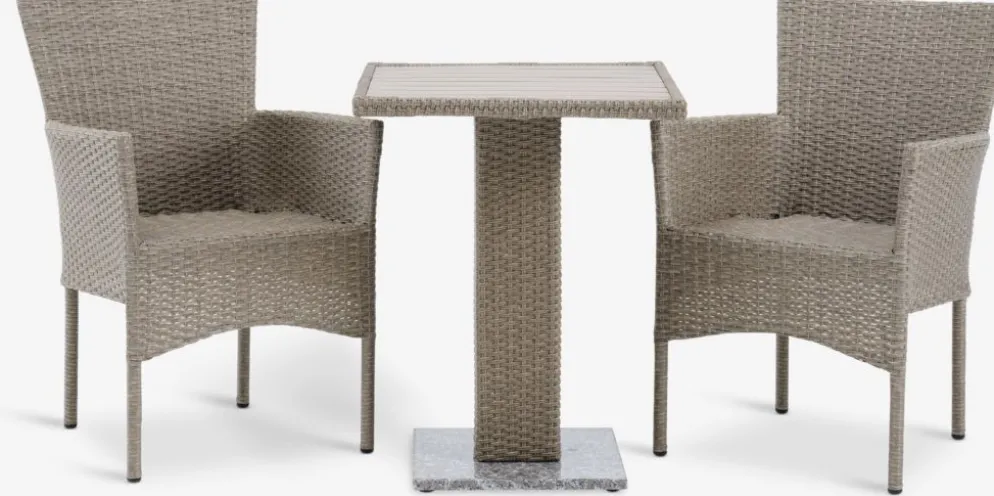 THY + AIDTTHY L60 table + 2 AIDT chaises naturel