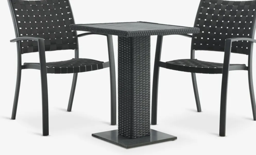 THY + GLOMFJORDTHY L60 table + 2 GLOMFJORD chaises noir