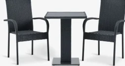 THY + GUDHJEMTHY L60 table + 2 GUDHJEM chaises noir