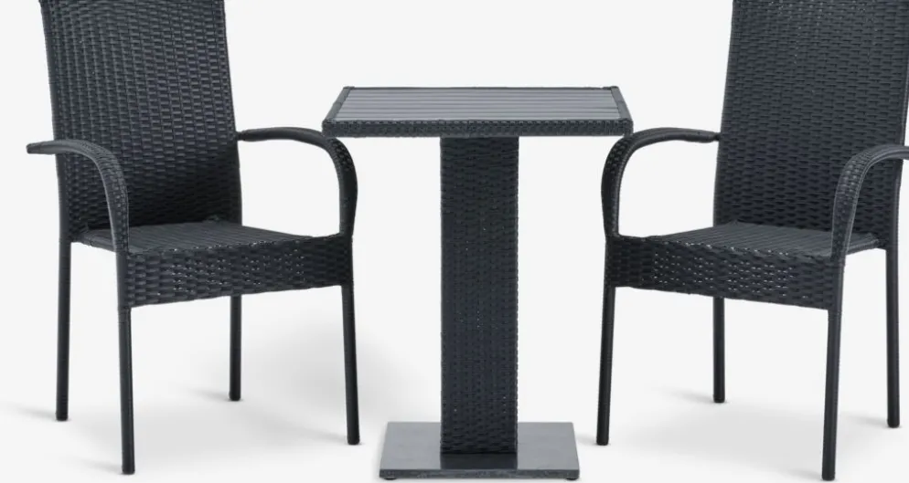 THY + GUDHJEMTHY L60 table + 2 GUDHJEM chaises noir
