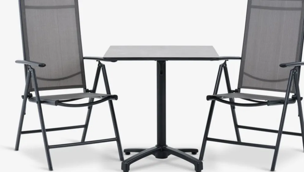TIPMOSE + MELLBYTIPMOSE L70 table gris + 2 MELLBY chaises noir