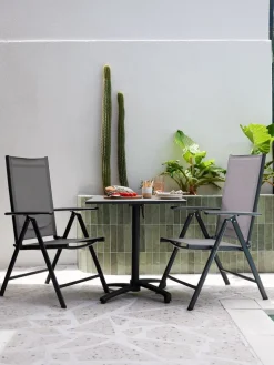 TIPMOSE + MELLBYTIPMOSE L70 table gris + 2 MELLBY chaises noir