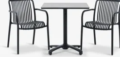 TIPMOSE + NABBENTIPMOSE L70 table gris + 2 NABBEN chaises noir