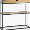 TRAPPEDALConsole TRAPPEDAL 30x80 1 tiroir coloris chêne chaud/noir