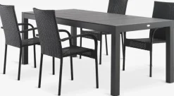 TYDAL + GUDHJEMTYDAL L208/272 table + 4 GUDHJEM chaises noir