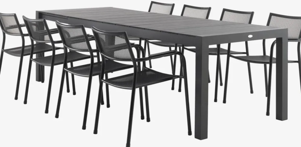 TYDAL + HEMSEDALTYDAL L208/272 table + 4 HEMSEDAL chaises noir