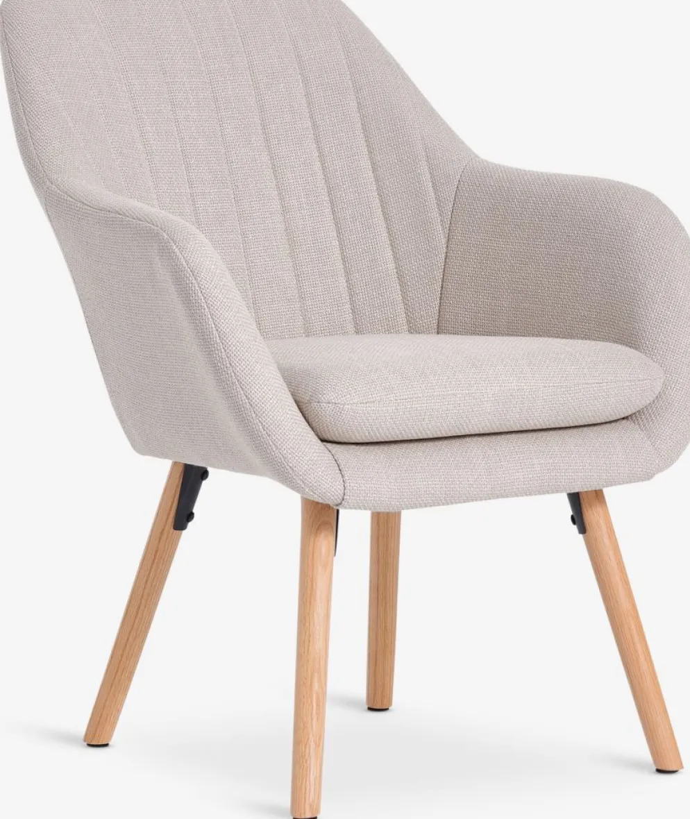 UDSBJERGFauteuil UDSBJERG tissu beige/chêne