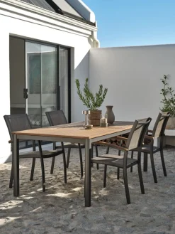 ULBJERG + SIRDALULBJERG L214/297 table eucalyptus + 4 SIRDAL chaises gris