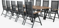 ULBJERG + SIRDALULBJERG L214/297 table eucalyptus + 4 SIRDAL chaises gris