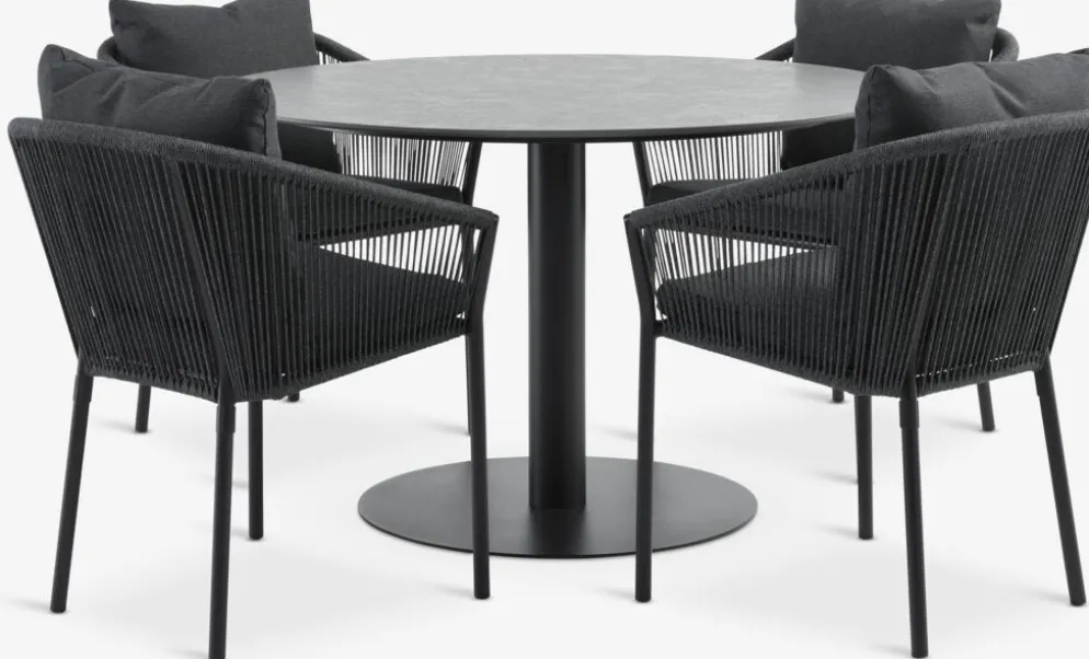 VAMDRUP + GILJAVAMDRUP Ø120 table + 4 GILJA chaises gris