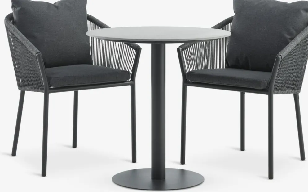 VAMDRUP + GILJAVAMDRUP Ø70 table + 2 GILJA chaises gris