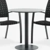 VAMDRUP + GLOMFJORDVAMDRUP Ø70 table gris + 2 GLOMFJORD chaises noir