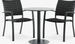 VAMDRUP + GLOMFJORDVAMDRUP Ø70 table gris + 2 GLOMFJORD chaises noir